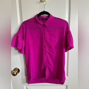 French Connection Fuchsia Button-Up Blouse